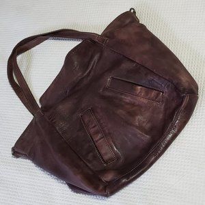 Free People Lucca washed leather hobo tote brown